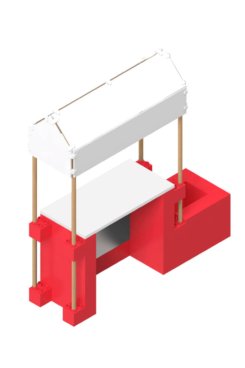 Market Stall with Canopy & Planter (Outdoors)