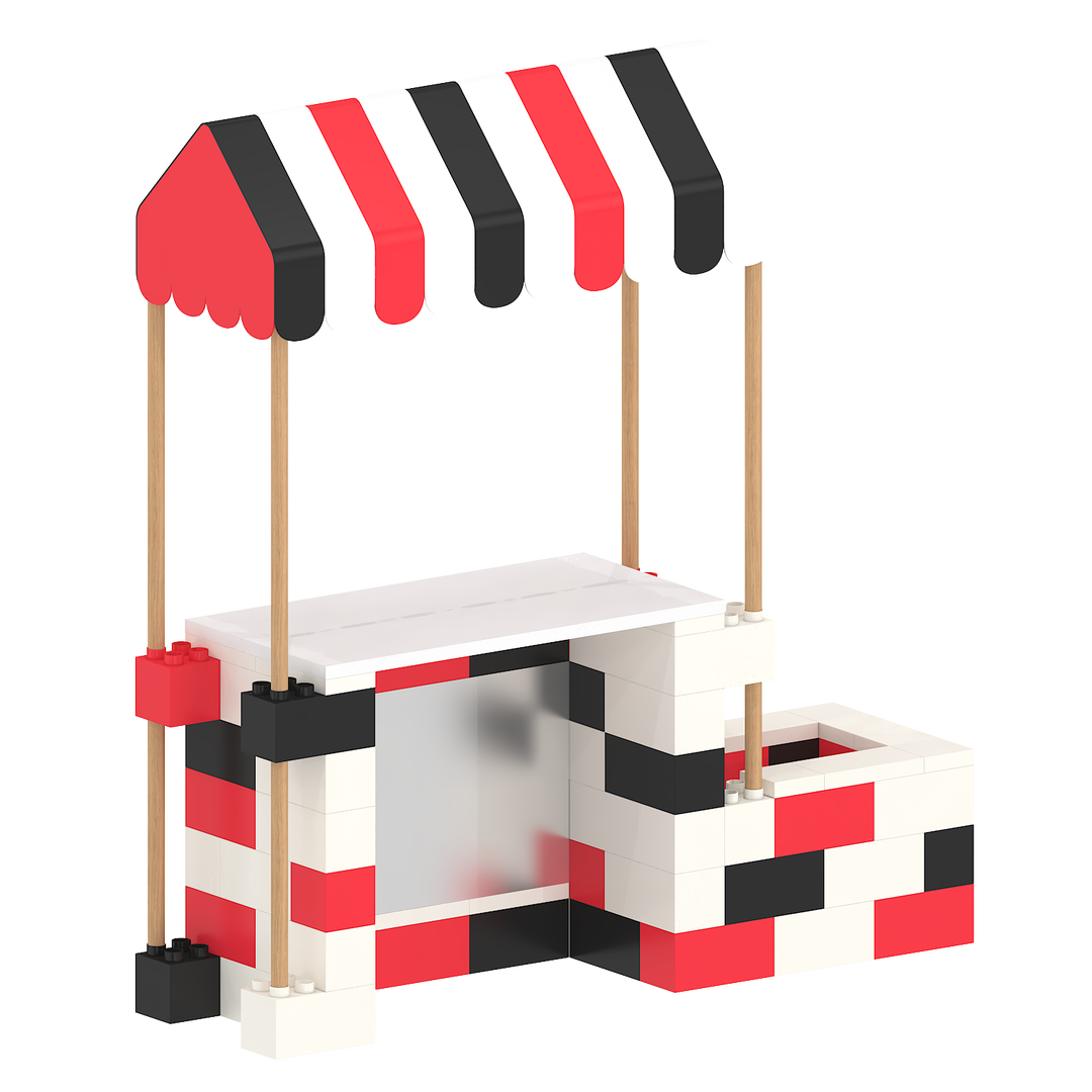 Market Stall with Canopy & Planter (Indoors)