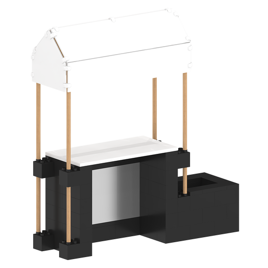 Market Stall with Canopy & Planter (Outdoors)