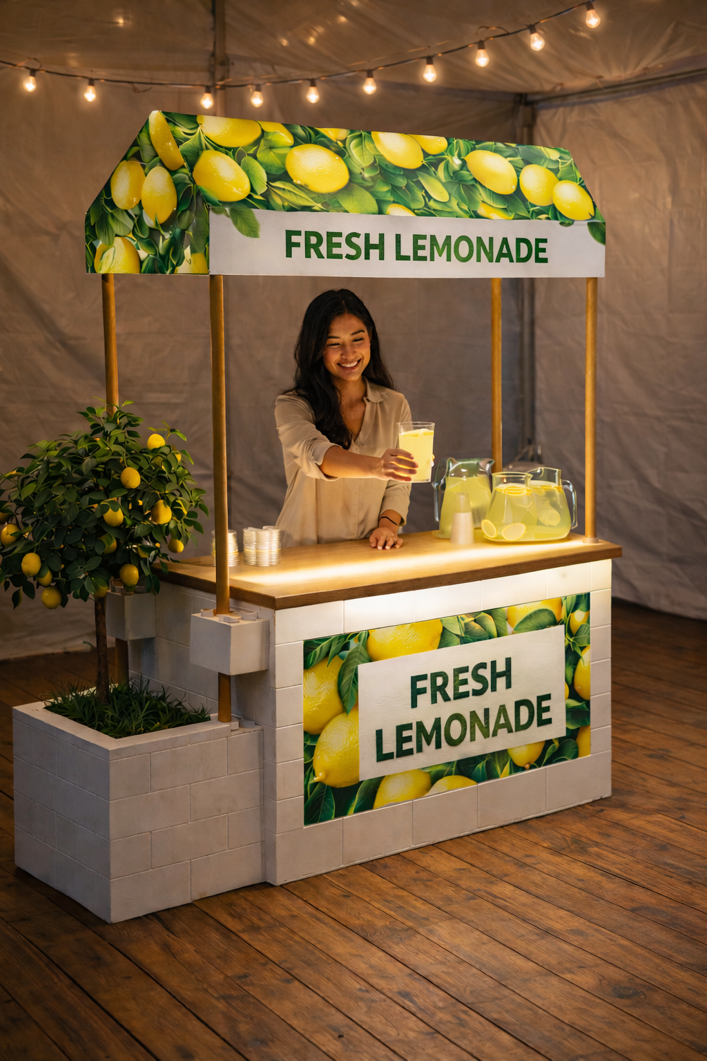 Market Stall with Canopy & Planter (Indoors)